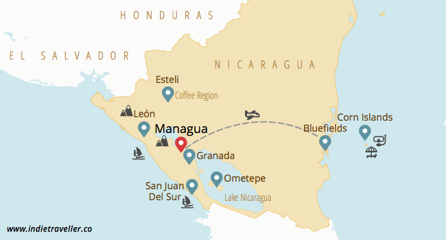 Nicaragua travel map by travel blog Indie Traveller
