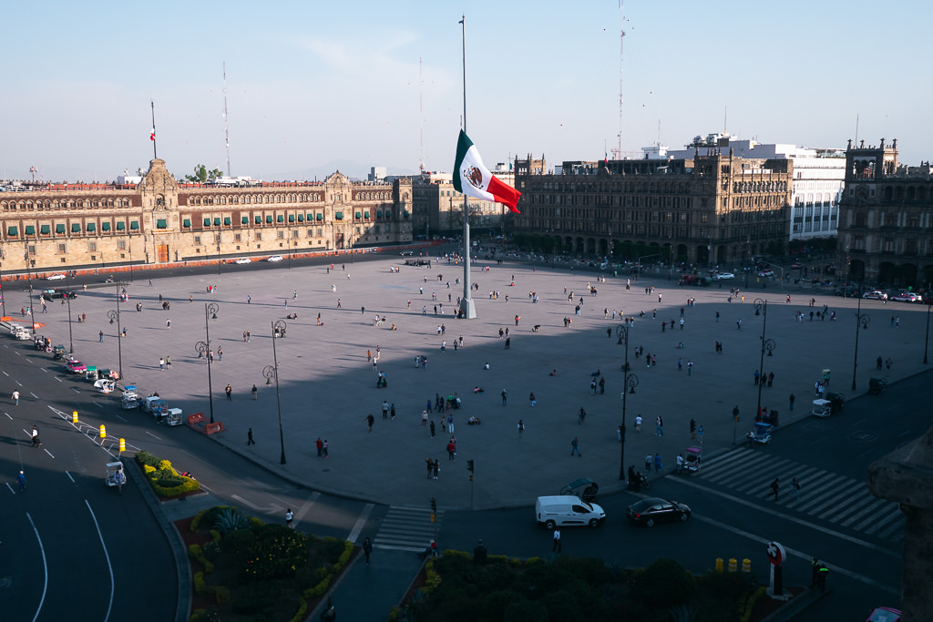 The main square of Mexico City as viewed from a rooftop